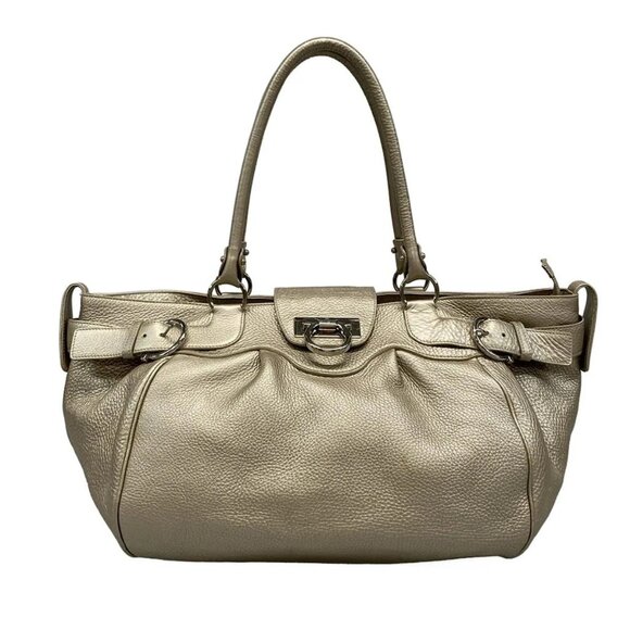 Salvatore Ferragamo Marissa/Gancini AB-21A049 Champagne Gold Leather Handbag